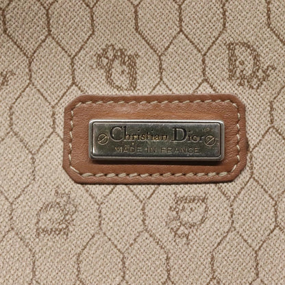 Christian Dior Vintage Honeycomb Zip Pouch Coated Canvas, BEIGE, CANVAS, Clutche & pouche