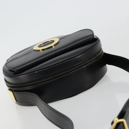 Celine Circle Logo Shoulder Bag Leather, Black, Leather, Shoulder Bag