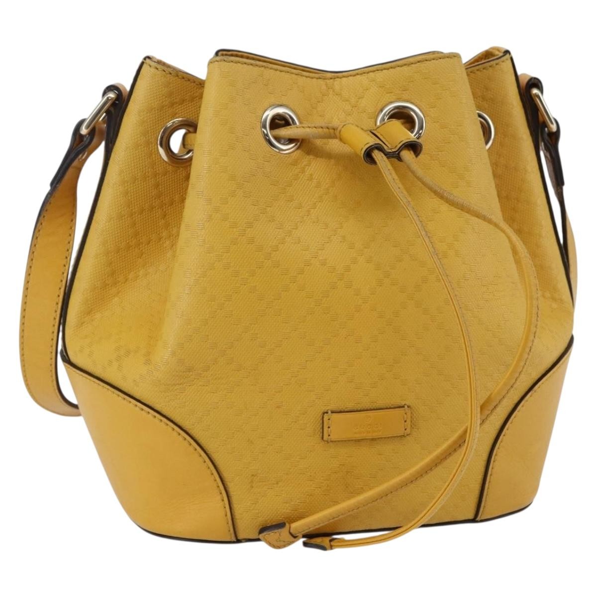 Gucci Bright Bucket Bag Diamante Leather, YELLOW, LEATHER, Shoulder bag