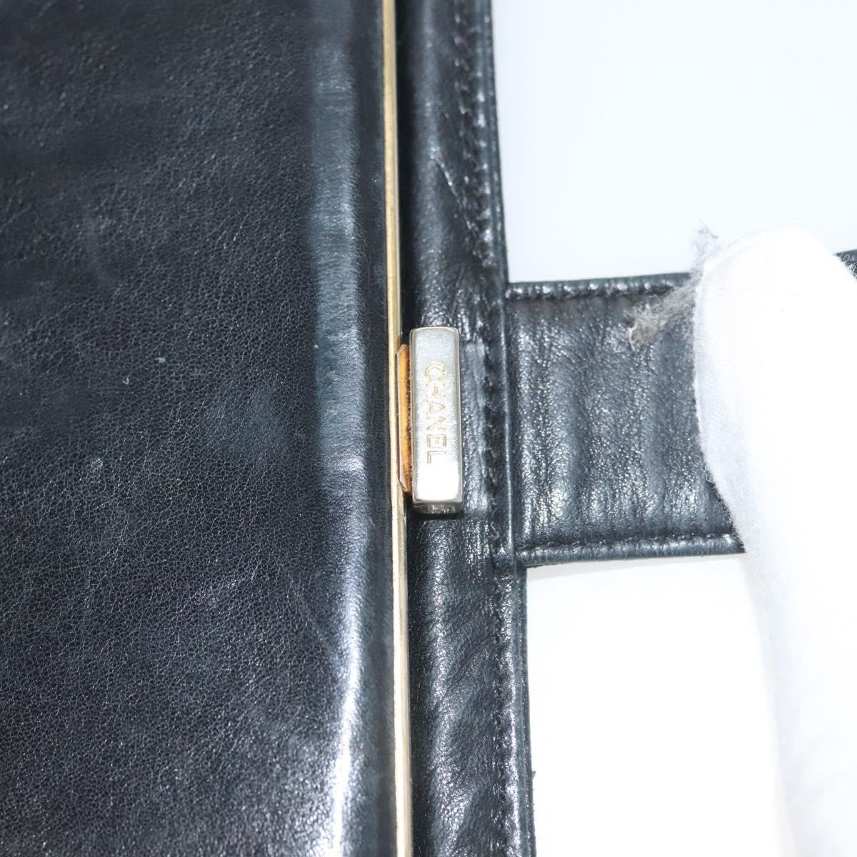 Chanel Vintage CC Bifold Wallet Leather, BLACK, LEATHER, Wallets