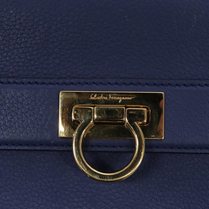 Salvatore Ferragamo Abbey Shoulder Bag Leather, BLUE, LEATHER, Shoulder bag