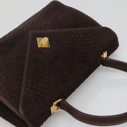 Bally Vintage Handbag Quilted suede, BROWN, SUEDE, Handbag
