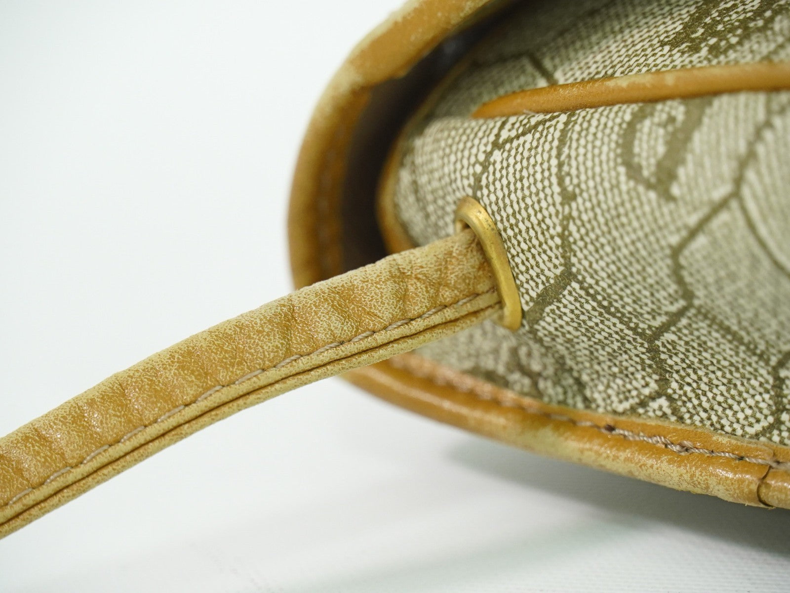 Christian Dior Vintage Honeycomb Shoulder Bag Canvas, BEIGE, CANVAS, Shoulder bag