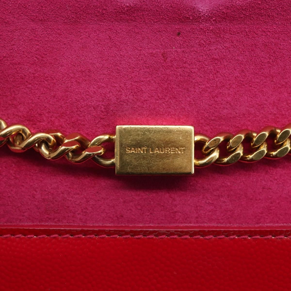 Saint Laurent Classic Monogram Crossbody Bag Grainy Leather, RED, LEATHER, Clutche & pouche