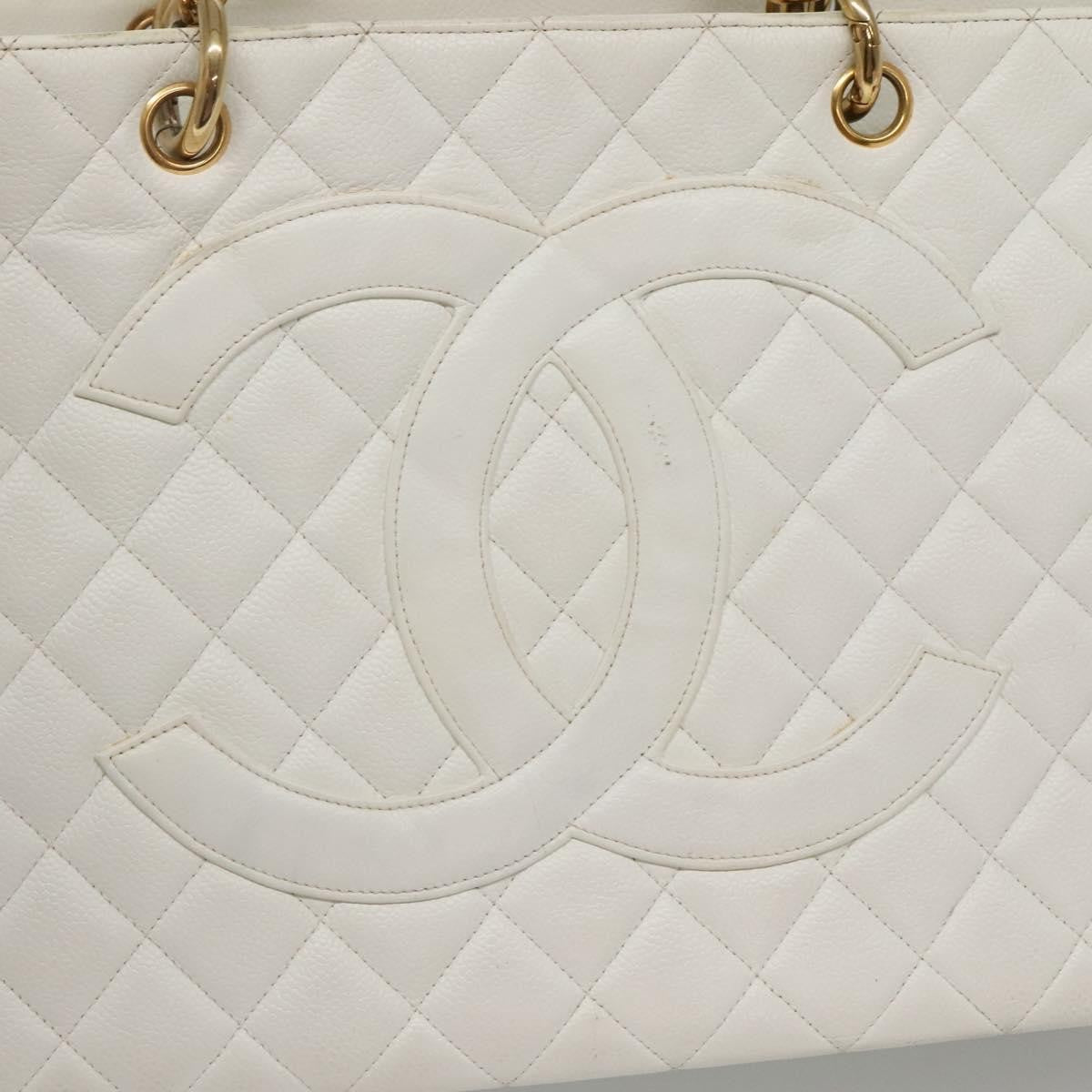 Chanel Vintage Grand Shopping Tote Quilted Caviar, WHITE, LEATHER, Tote bag