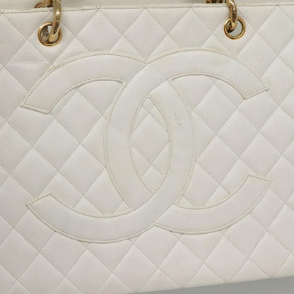 Chanel Vintage Grand Shopping Tote Quilted Caviar, WHITE, LEATHER, Tote bag