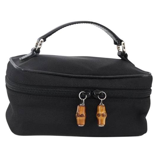 Gucci Vintage Bamboo Vanity Case Nylon, Black, Nylon, Handbag