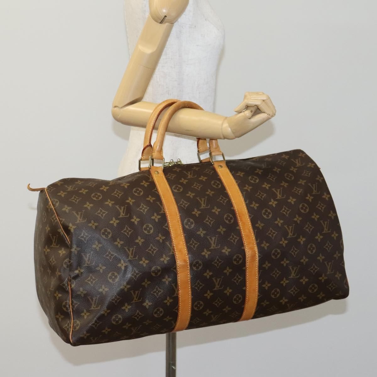Louis Vuitton Keepall Bag Monogram Canvas, BROWN, CANVAS, Travel bag