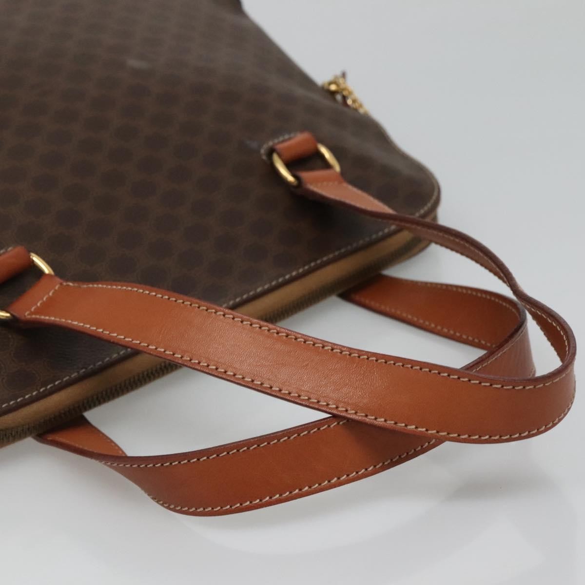 Celine Vintage Macadam Handbag Canvas and Leather, BROWN, CANVAS, Handbag
