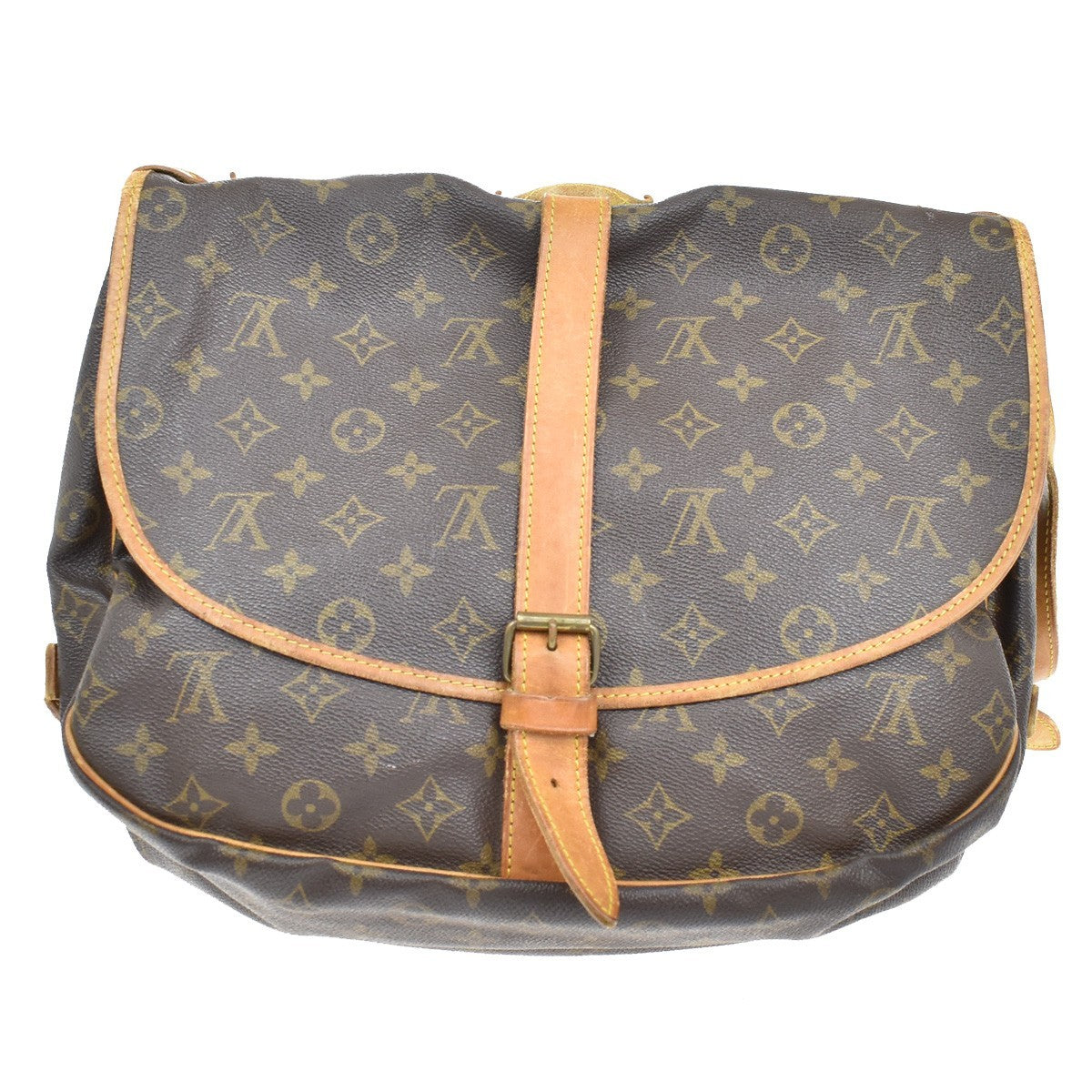 Louis Vuitton Saumur Handbag Monogram Canvas, BROWN, LEATHER, Shoulder bag