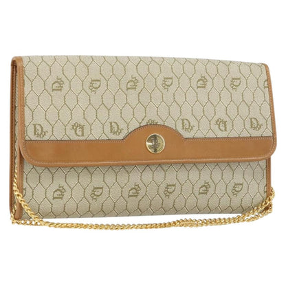 Christian Dior Vintage Honeycomb chain Canvas, BEIGE, CANVAS, Shoulder bag
