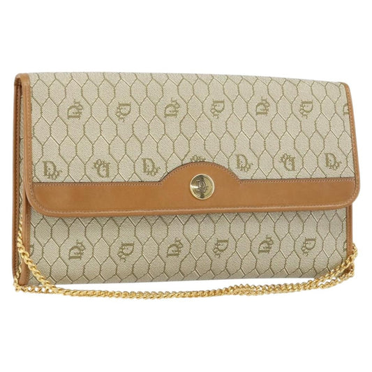 Christian Dior Vintage Honeycomb chain Canvas, BEIGE, CANVAS, Shoulder bag