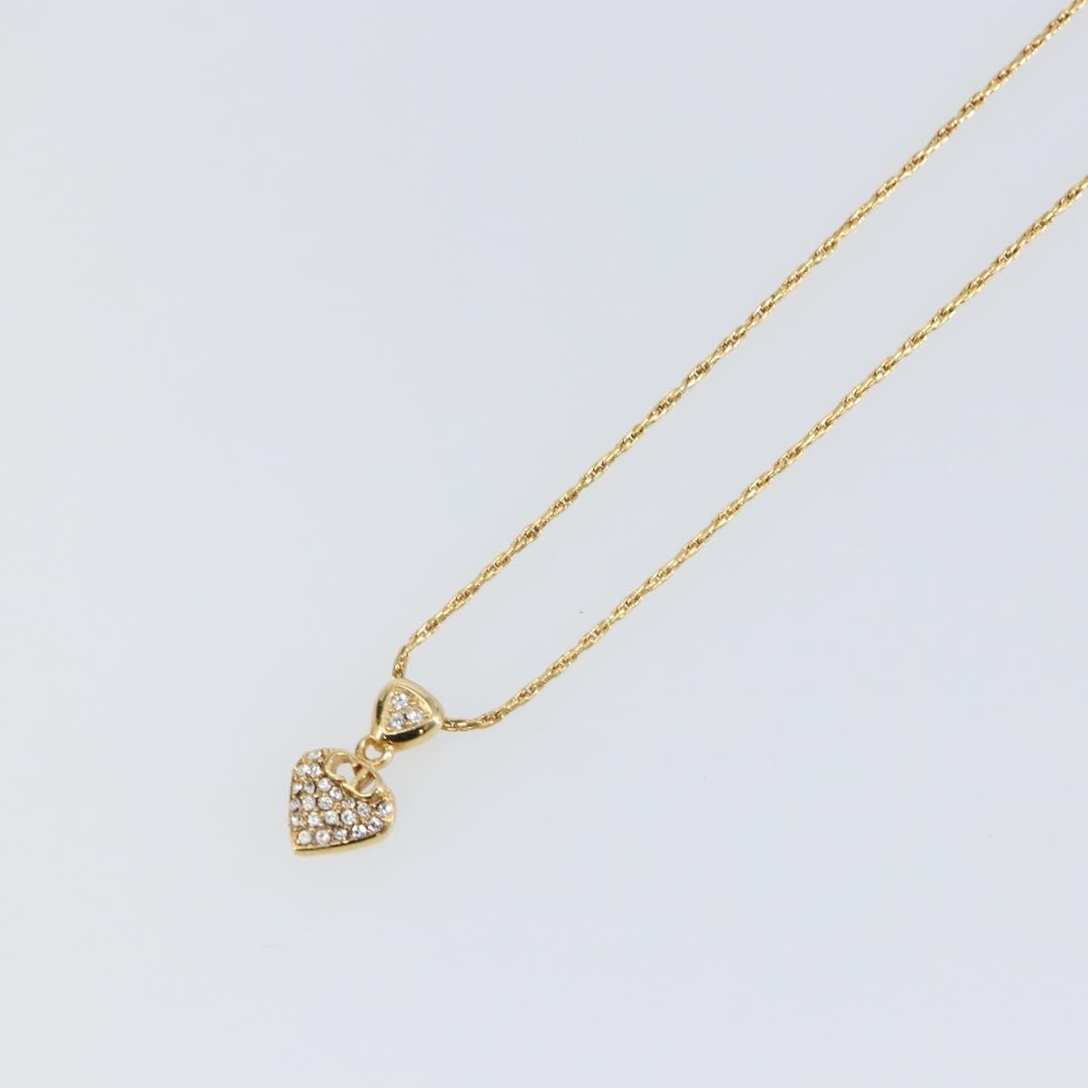 Christian Dior CD Pendant Necklace Metal and Crystals, GOLD, METAL, Necklace
