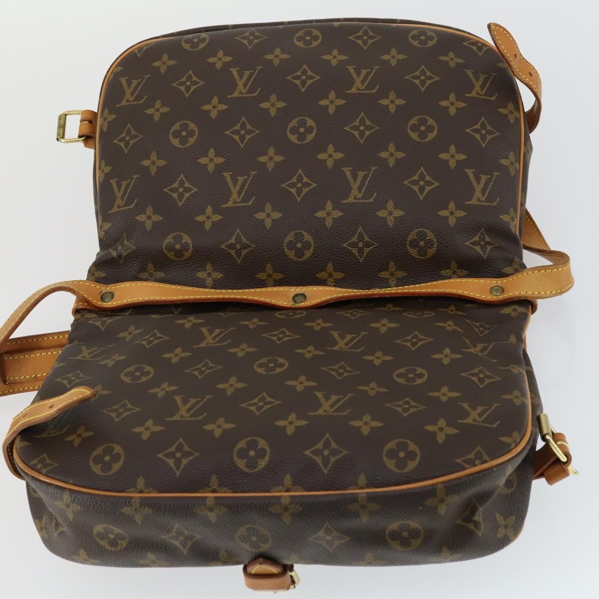 Louis Vuitton Saumur Handbag Monogram Canvas, BROWN, CANVAS, Shoulder bag