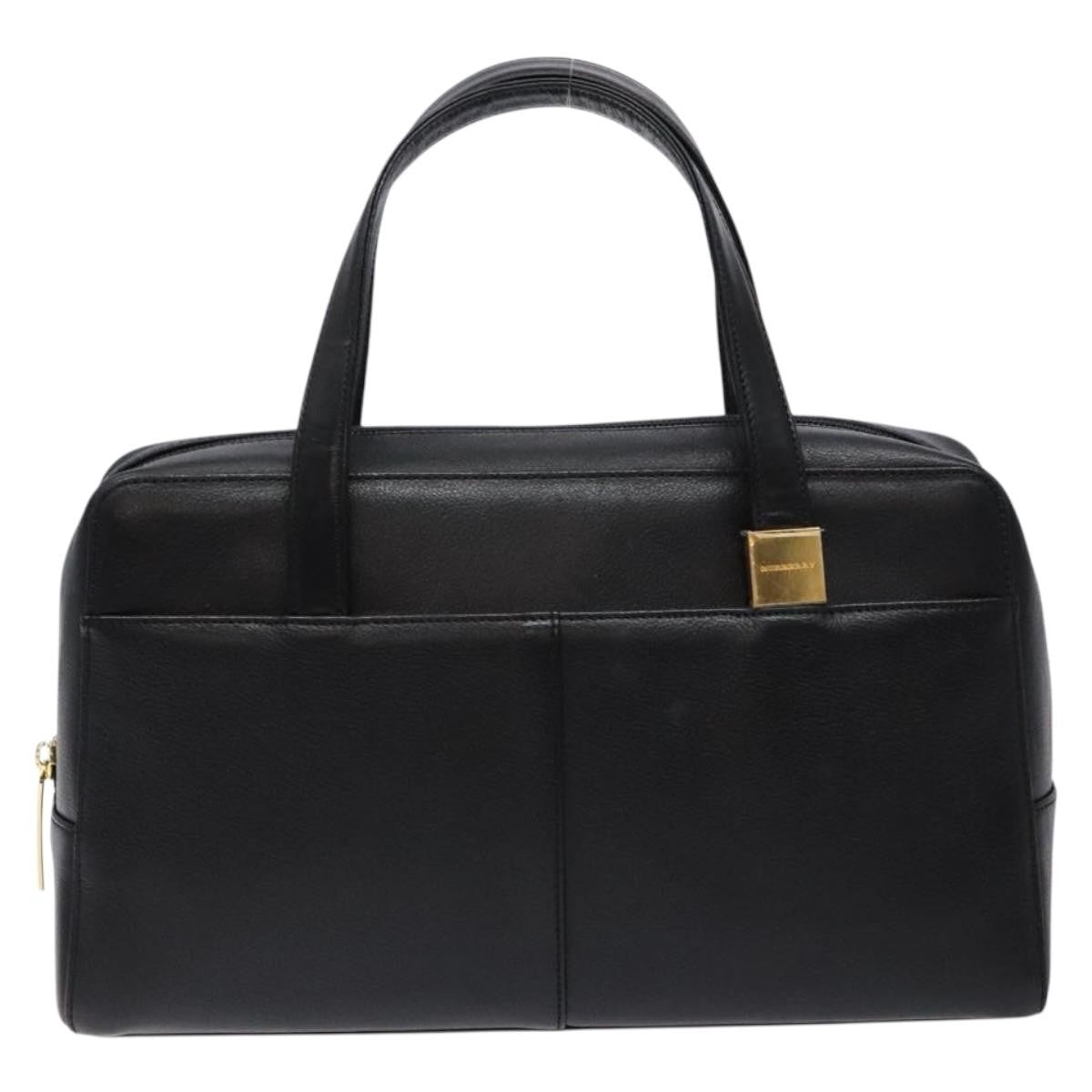 Burberry Vintage Handbag Leather, BLACK, LEATHER, Handbag