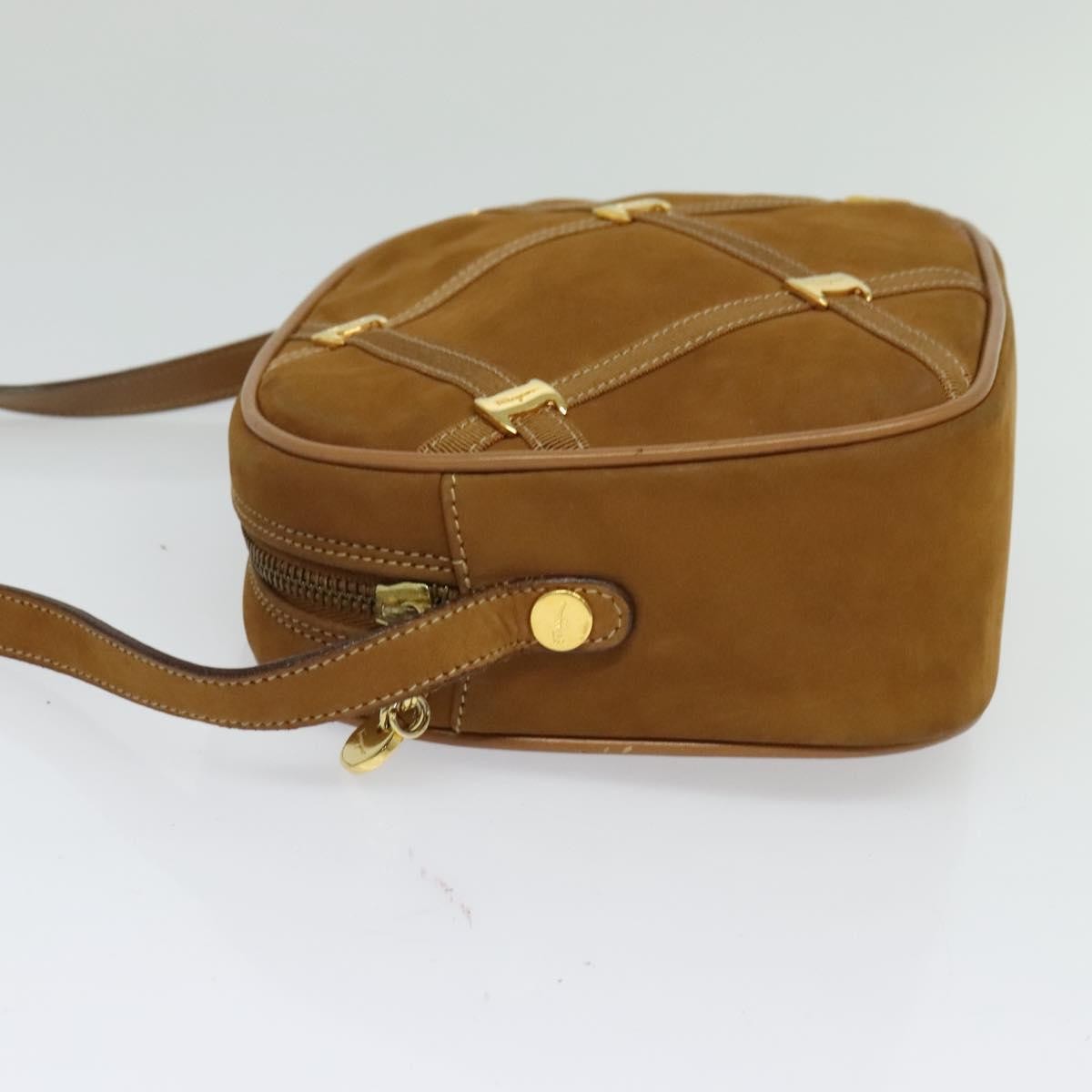 Salvatore Ferragamo Vala Shoulder Bag Suede, BROWN, SUEDE, Shoulder bag