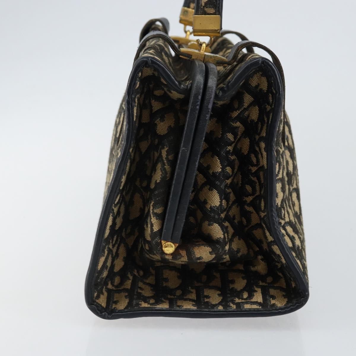 Christian Dior Vintage Trotter Handbag Canvas, NAVY, CANVAS, Handbag