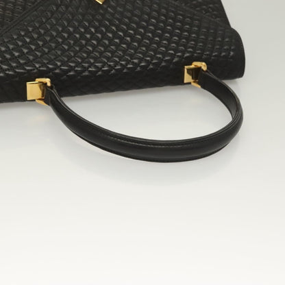 Bally Vintage Handbag Quilted Leather, BLACK, LEATHER, Handbag
