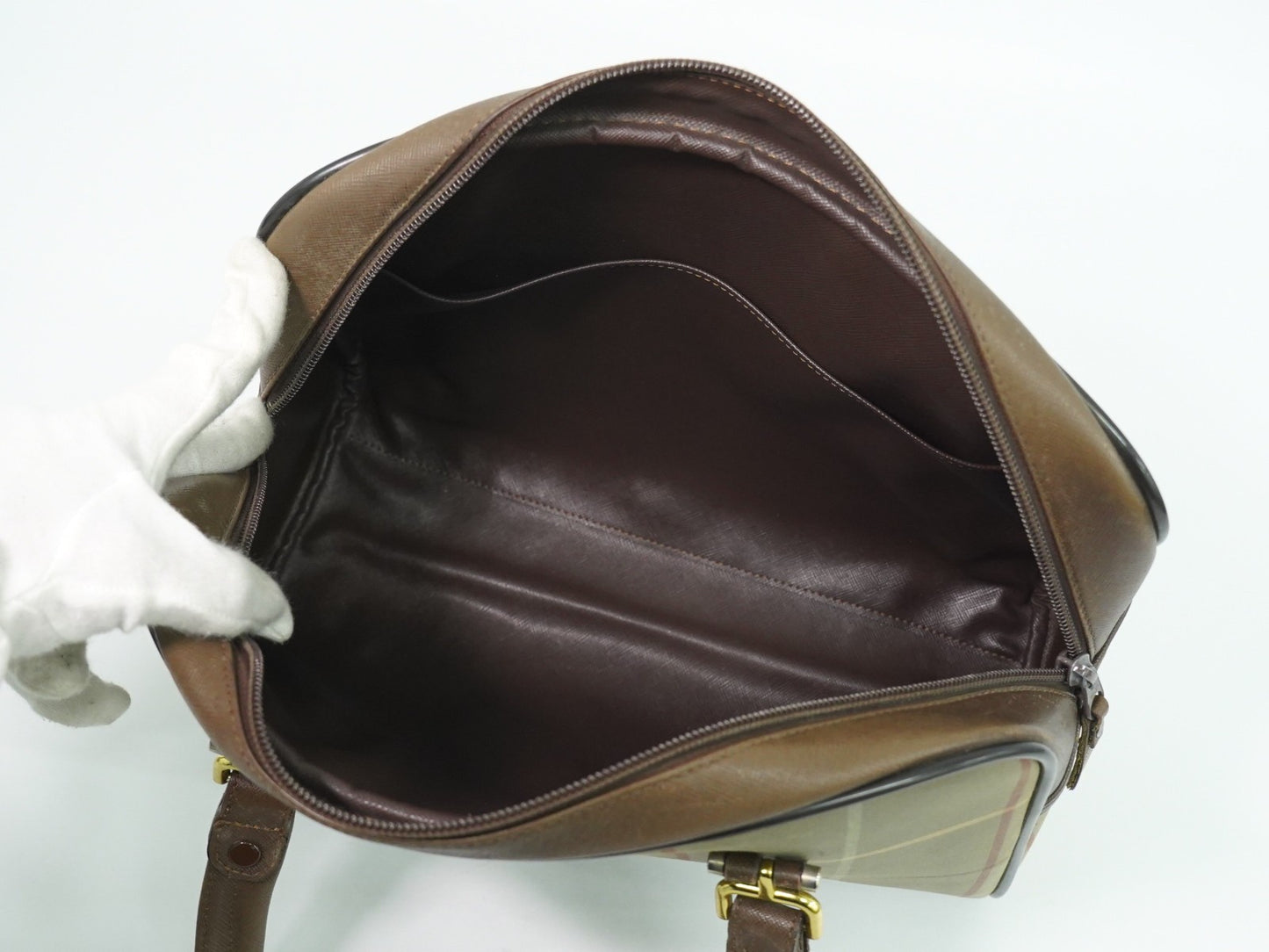 Burberry Nova check boston bag Canvas, KHAKI, CANVAS, Handbag