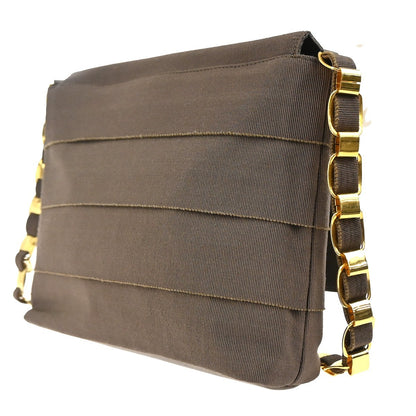 Salvatore Ferragamo Vala Shoulder Bag Canvas, Brown, Canvas, Shoulder Bag