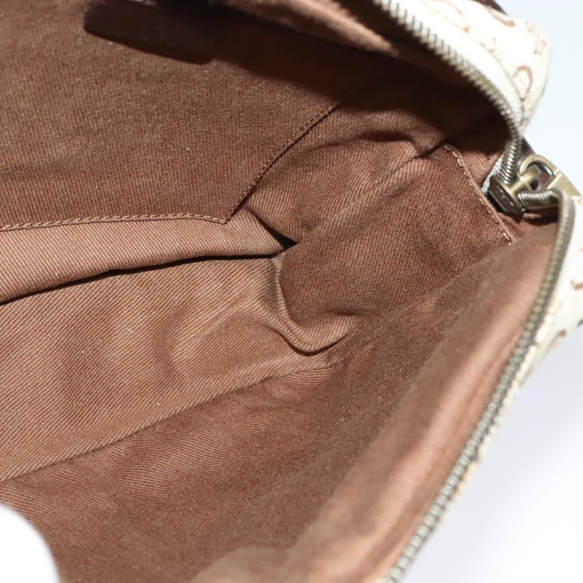 Celine Vintage Macadam Shoulder Bag Canvas and Leather, WHITE, CANVAS, Clutche & pouche
