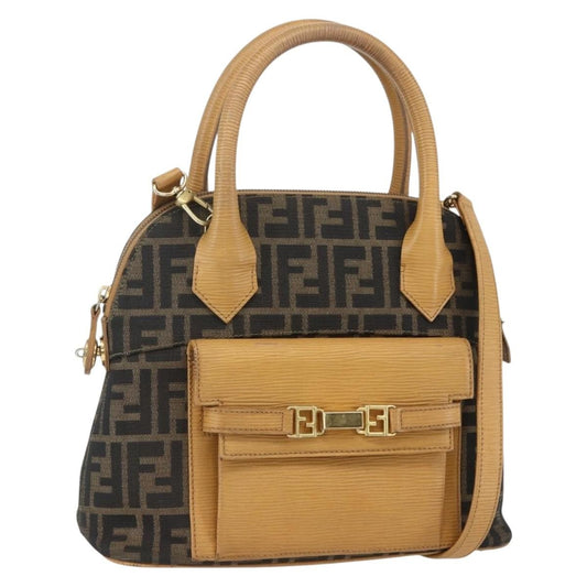 Fendi Vintage Zucca Handbag Zucca, BROWN, CANVAS, Handbag