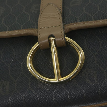 Christian Dior Vintage Honeycomb Flap Crossbody Bag Canvas and Leather, BLACK, CANVAS, Crossbody bag