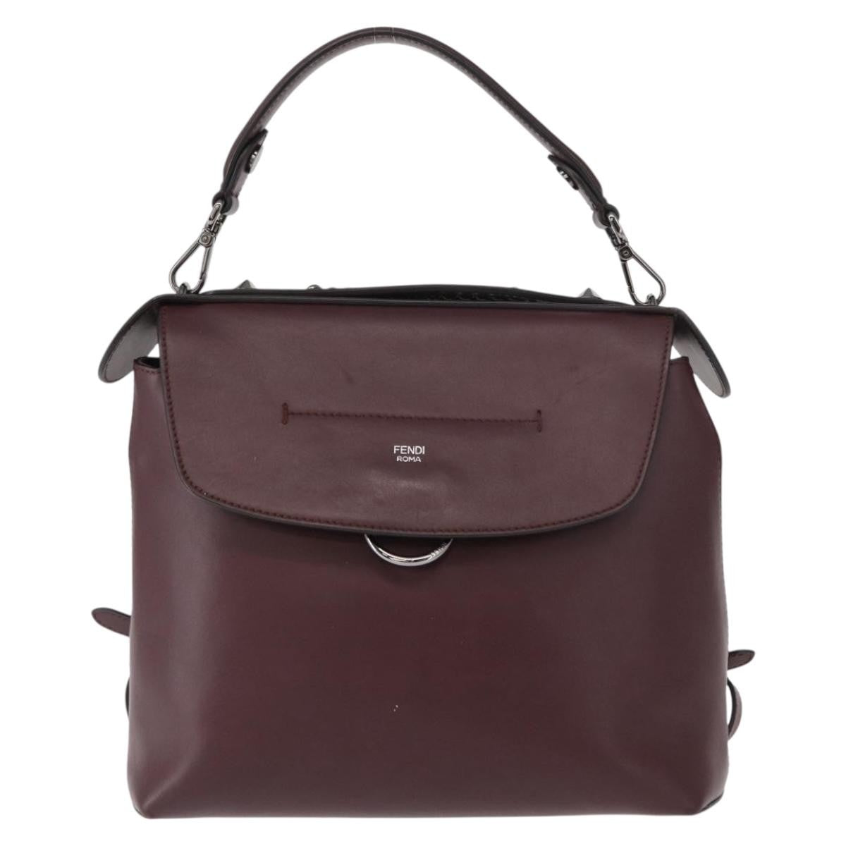 Fendi Back to School Backpack Leather, BURGUNDY, LEATHER, Backpack