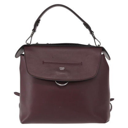 Fendi Back to School Backpack Leather, BURGUNDY, LEATHER, Backpack