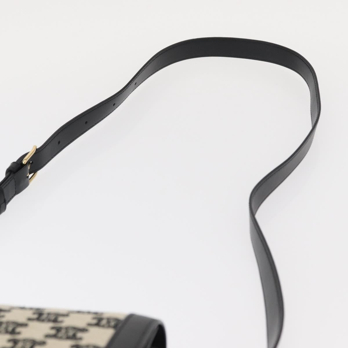 Celine Triomphe Shoulder Bag Canvas with Leather, BLACK, LEATHER, Shoulder bag