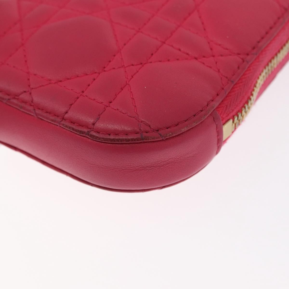 Christian Dior Lady Dior Phone Holder on Chain Cannage Quilt Lambskin, PINK, LEATHER, Clutche & pouche