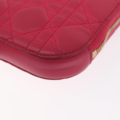 Christian Dior Lady Dior Phone Holder on Chain Cannage Quilt Lambskin, PINK, LEATHER, Clutche & pouche