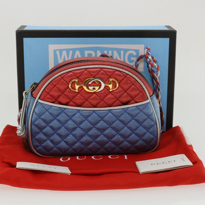 Gucci Trapuntata Camera Shoulder Bag Quilted Laminated Leather, RED, LEATHER, Shoulder bag