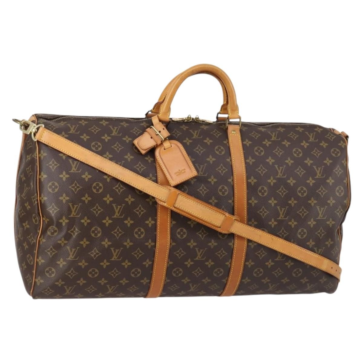 Louis Vuitton Keepall Bandouliere Bag Monogram Canvas, BROWN, CANVAS, Travel bag