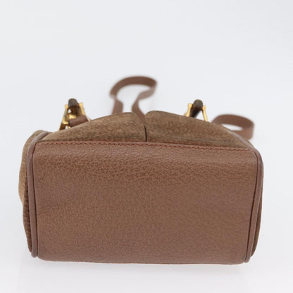 Gucci Vintage Bamboo Front Pocket Tote Suede, BROWN, SUEDE, Handbag