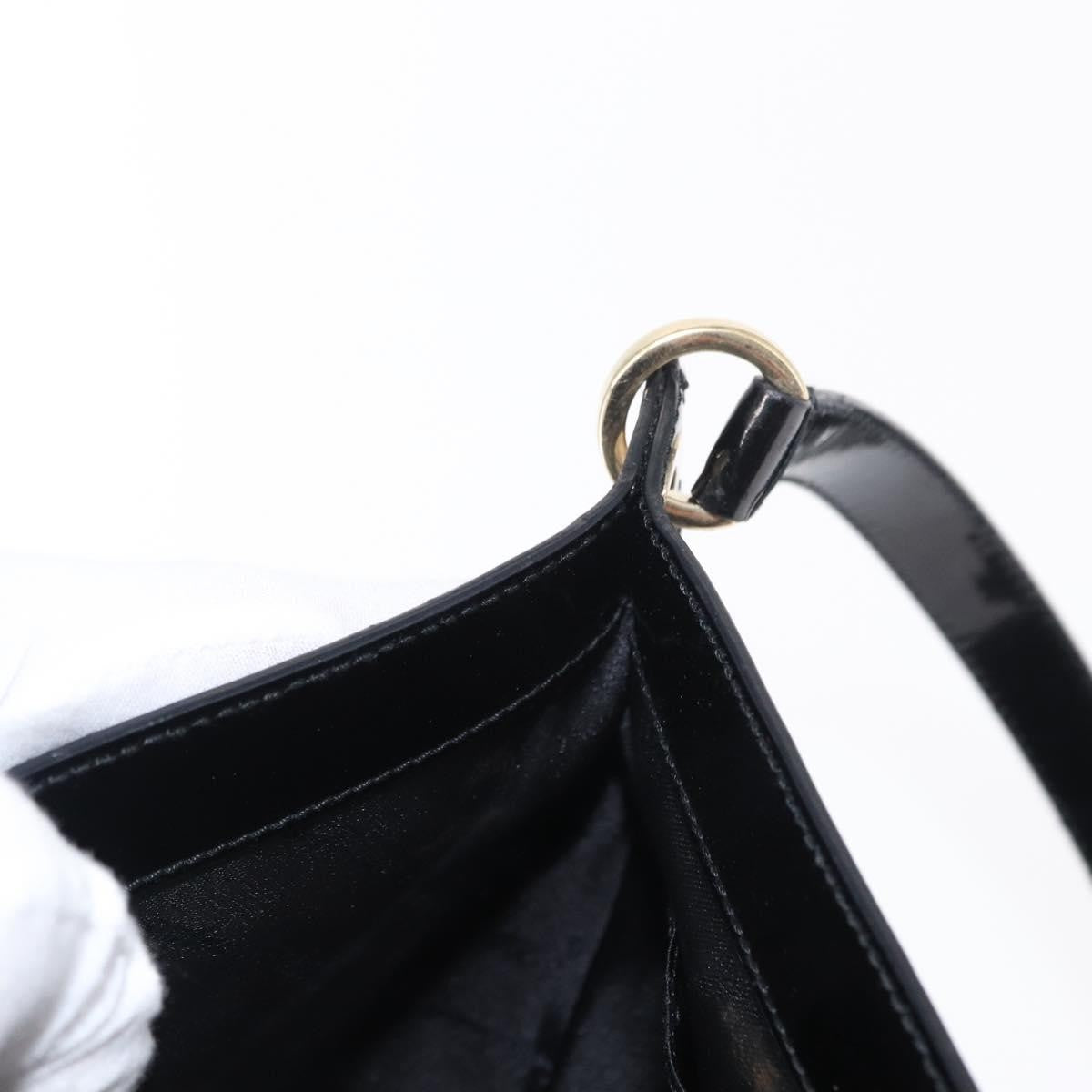 Salvatore Ferragamo Gancini Shoulder Bag Patent Leather, BLACK, PATENT_LEATHER, Shoulder bag