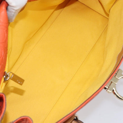 Salvatore Ferragamo Gancini Shoulder Bag Canvas, ORANGE, PVC, Shoulder bag