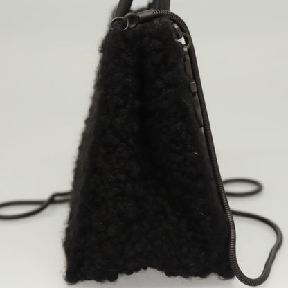 Salvatore Ferragamo Gancini handbag Wool, BLACK, WOOL, Handbag