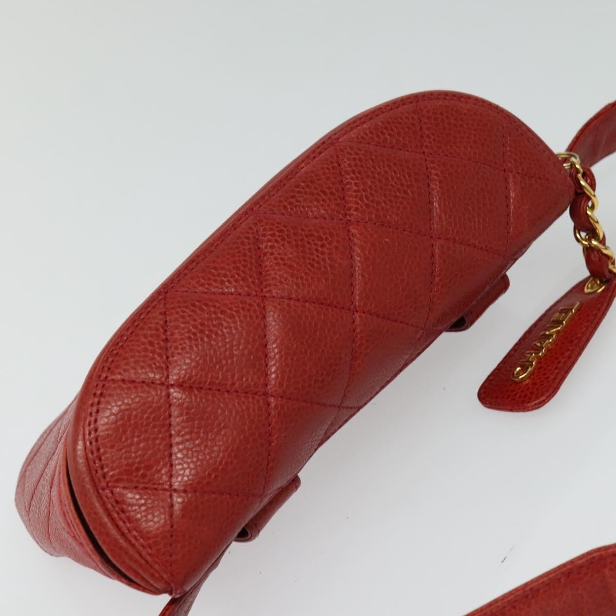 Chanel Vintage Zip Belt Bag Quilted Caviar, Red, Leather, Shoulder Bag