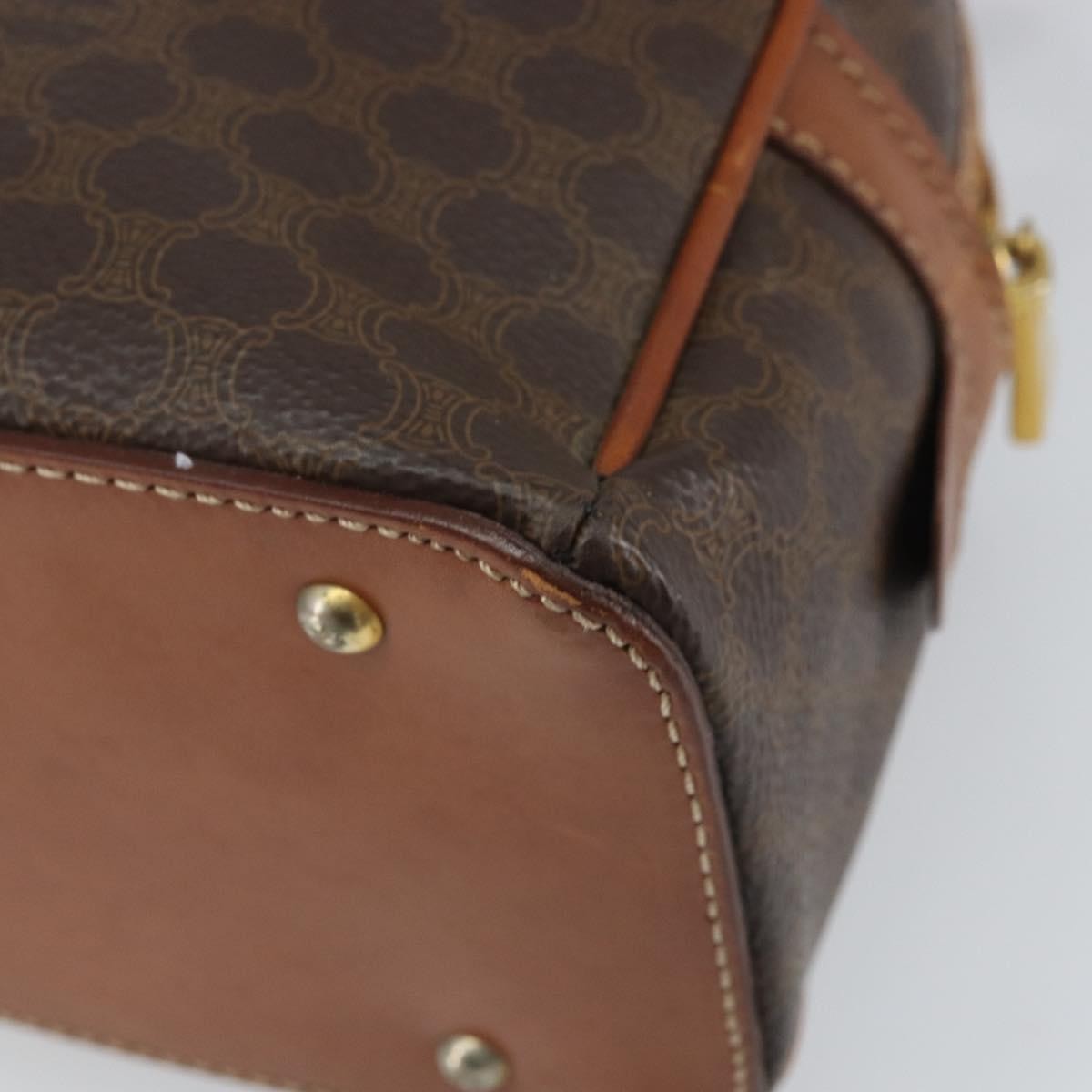 Celine Vintage Macadam Handbag Canvas and Leather, BROWN, CANVAS, Handbag