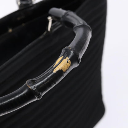 Gucci Vintage Bamboo Handle Bag Nylon, Black, Nylon, Handbag