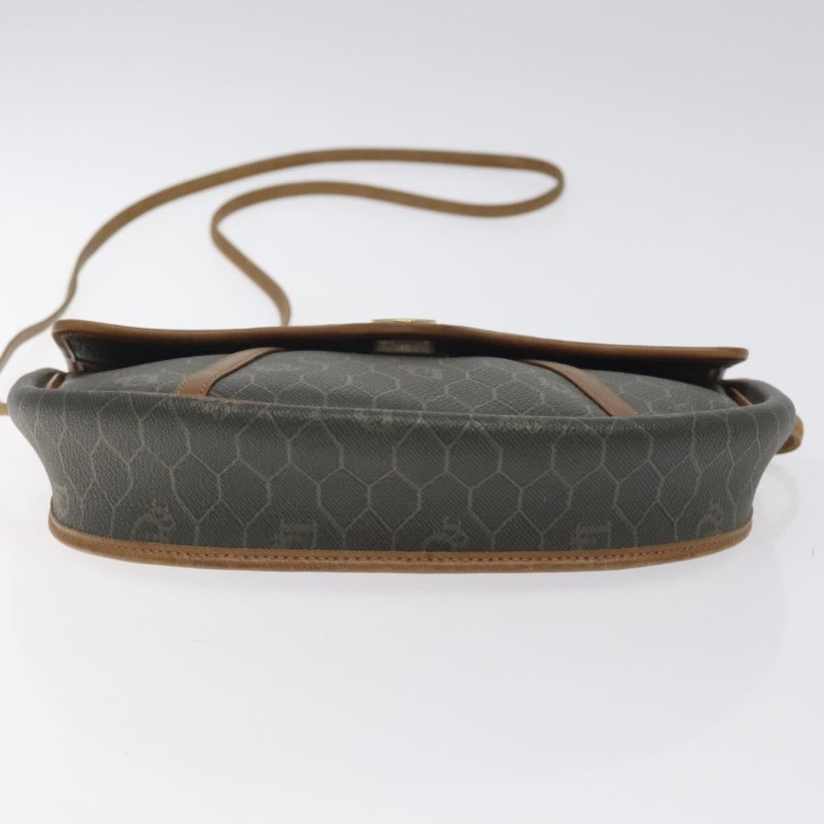Christian Dior Vintage Honeycomb Flap Crossbody Bag Coated Canvas, GRAY, CANVAS, Crossbody bag