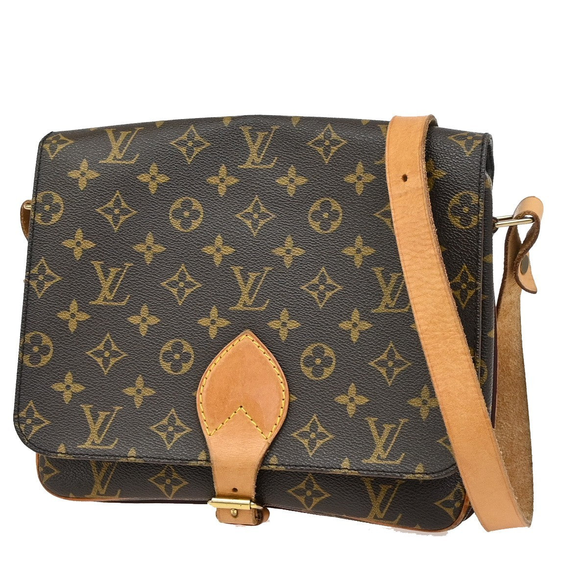 Louis Vuitton Cartouchiere Handbag Monogram Canvas, BROWN, LEATHER, Shoulder bag