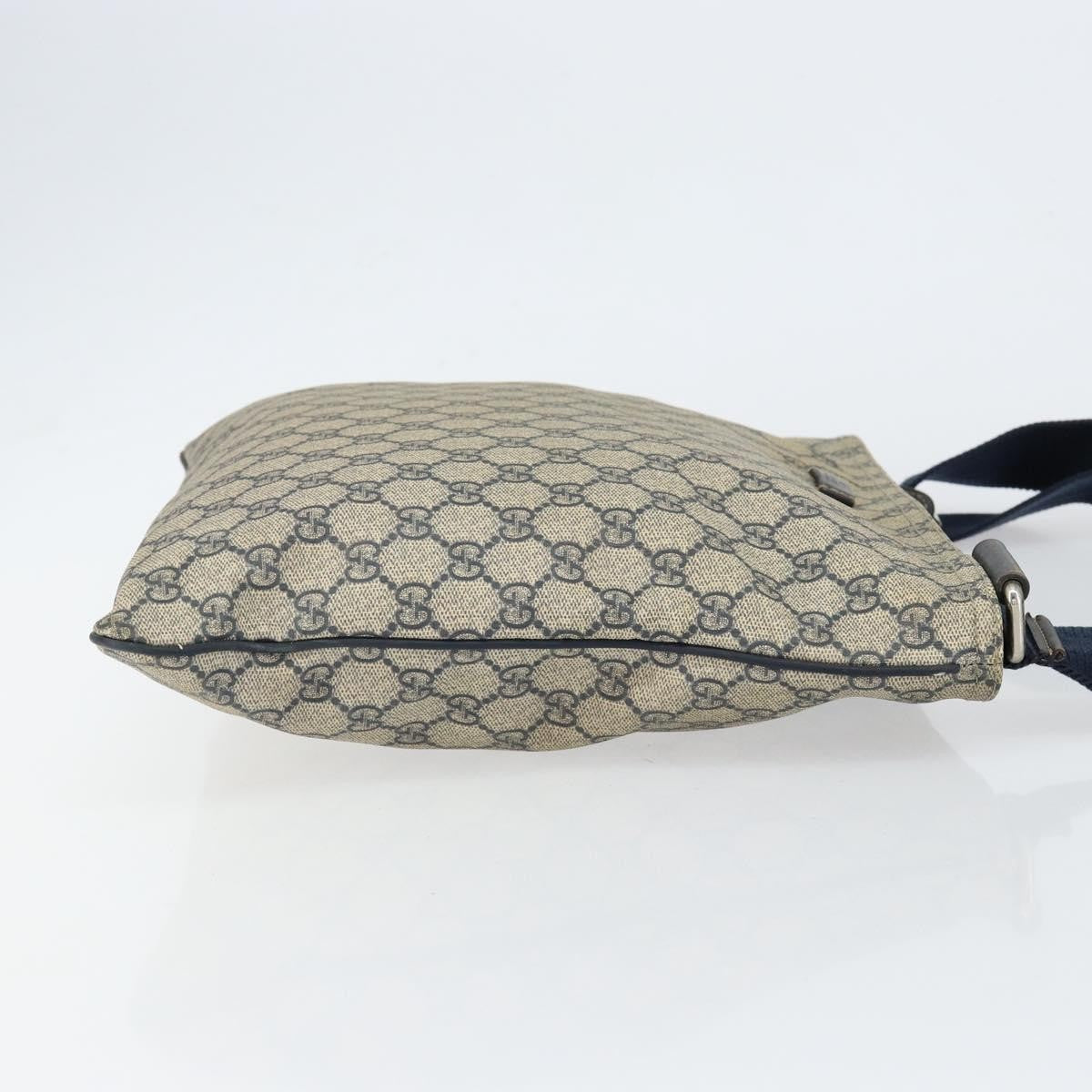 Gucci Zip Top Messenger Bag GG Coated Canvas, NAVY, PVC, Shoulder bag