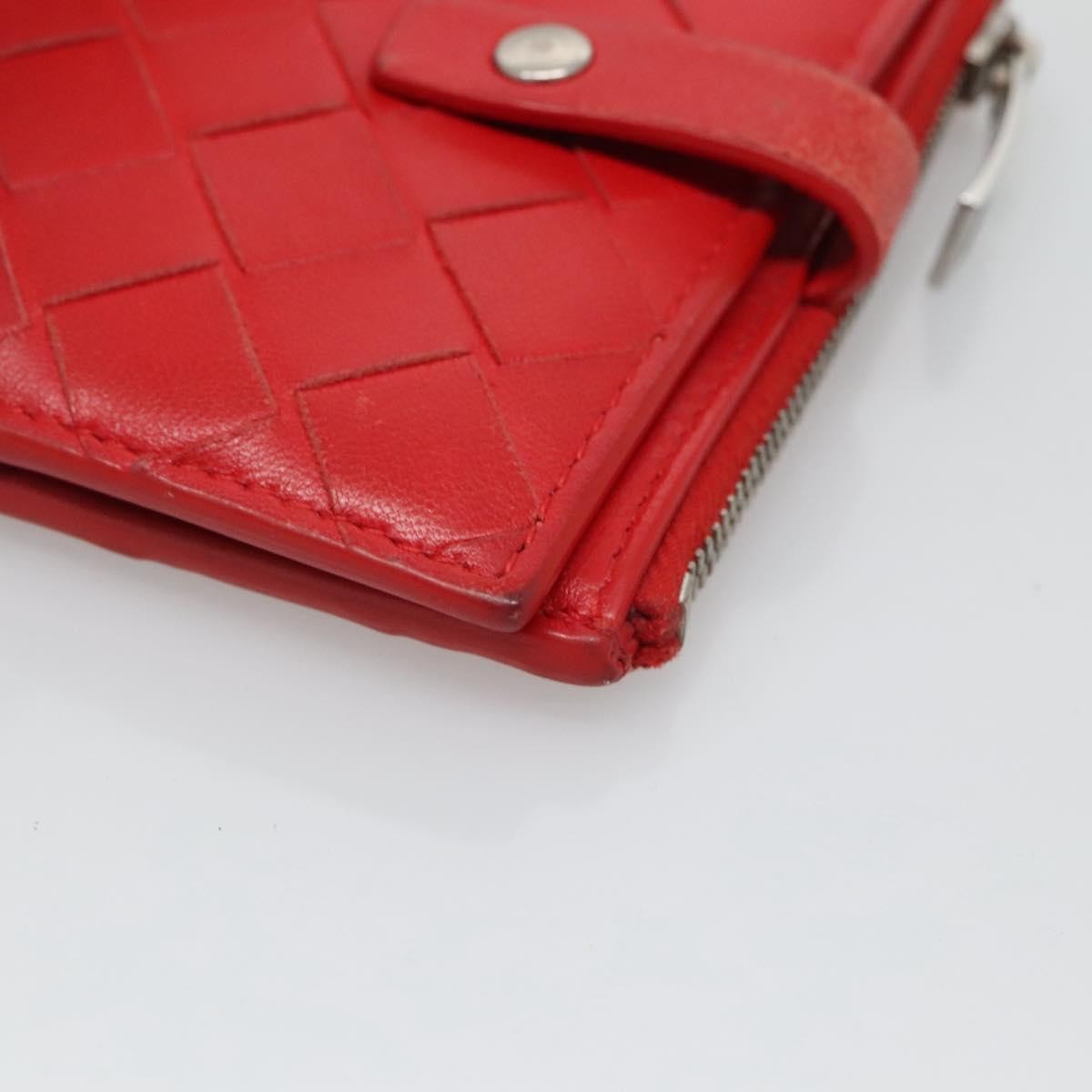 Bottega Veneta Bifold Coin Pocket Card Holder Intrecciato Nappa, RED, LEATHER, Wallets