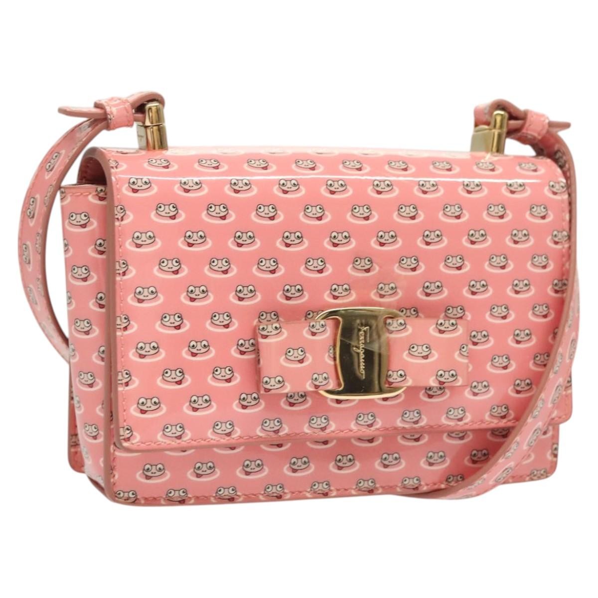 Salvatore Ferragamo Vala Shoulder Bag Patent Leather, PINK, PATENT_LEATHER, Shoulder bag