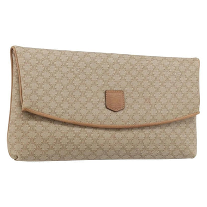 Celine C Macadam Pouch Canvas, Beige, PVC, Clutch