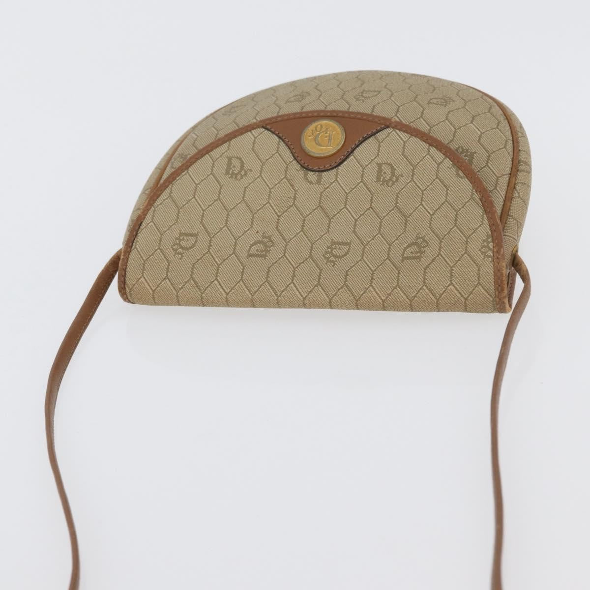 Christian Dior Vintage Honeycomb Flap Crossbody Bag Canvas and Leather, BEIGE, CANVAS, Shoulder bag