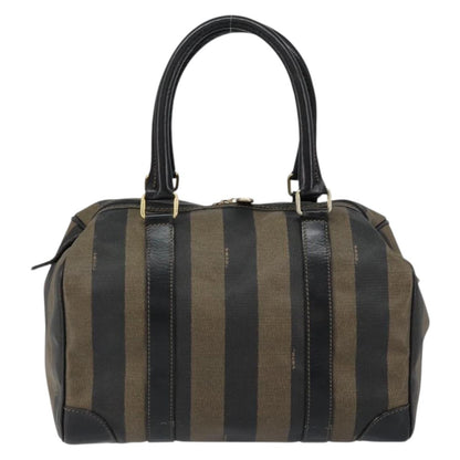 Fendi Vintage Pequin Boston Bag Coated Canvas, BROWN, CANVAS, Handbag