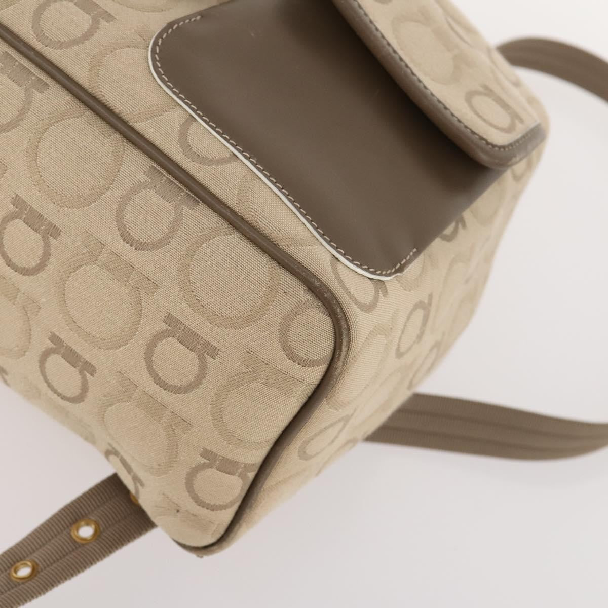 Salvatore Ferragamo Gancini Backpack Canvas, BEIGE, CANVAS, Backpack